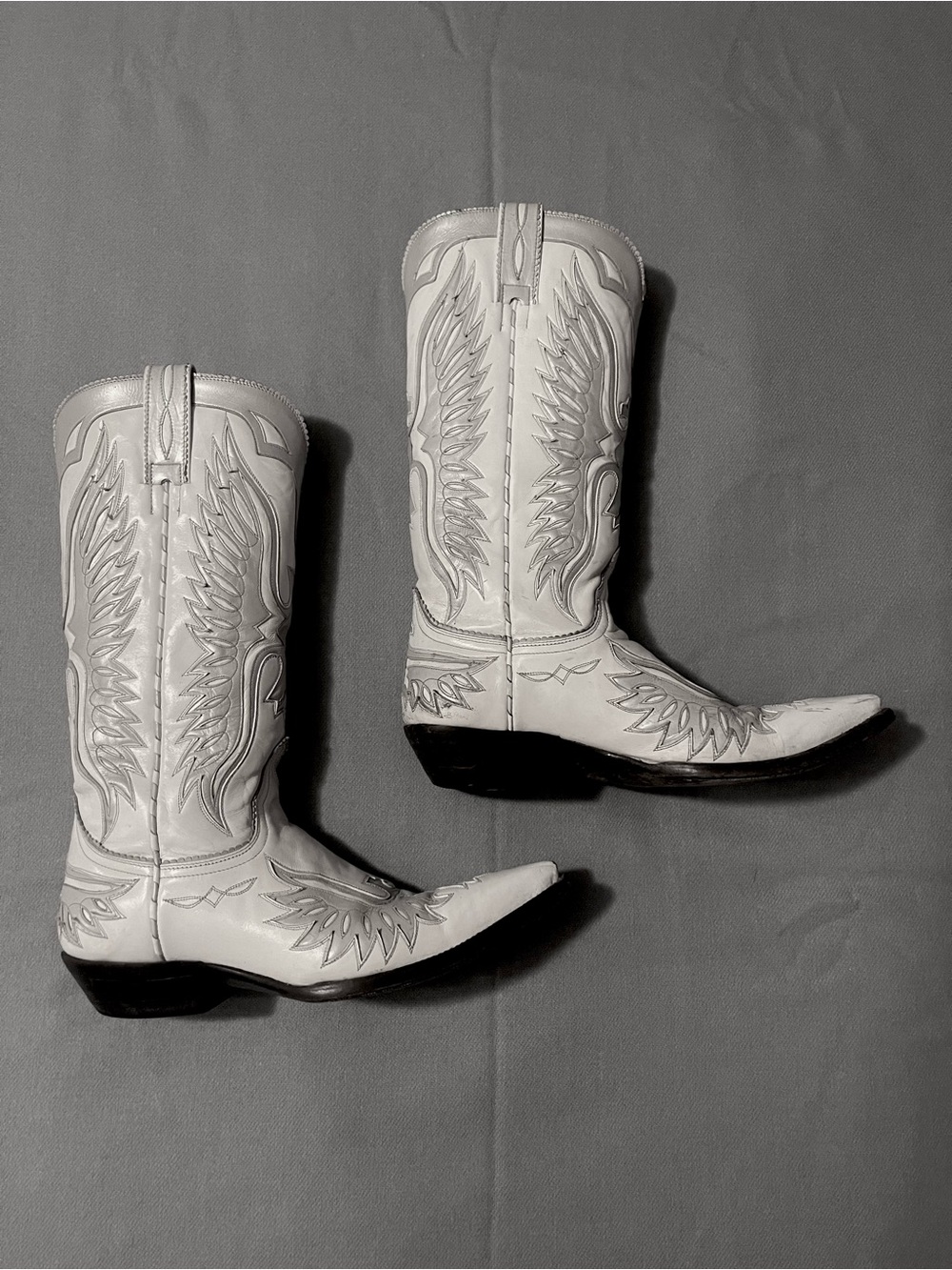 Old Gringo White Silver The Elvis Wing-Embroidered Cowboy Boots